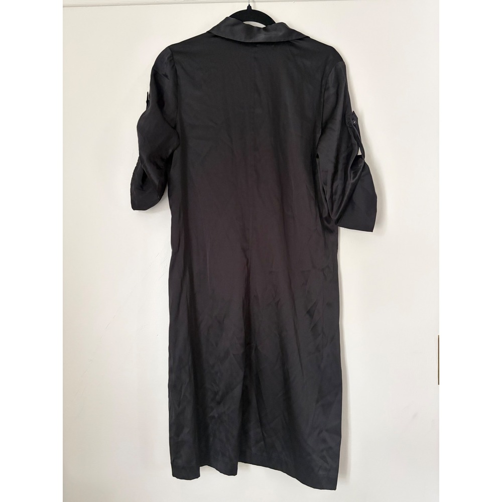 Express Design Studio Ruffle Front Collared Black Silk Elegant Dress Size M - Picture 8 of 9